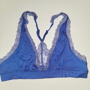 PJ Salvage Soft Bralette Lace Blue Reversible 2 Panties 3PC set